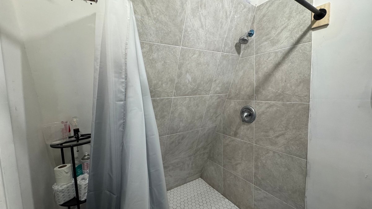 Tiled walk-in shower