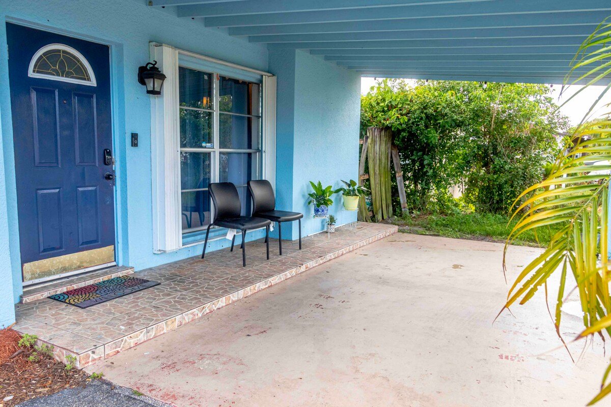 Covered front porch with seating